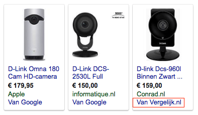 Vergelijk.nl in Google Shopping